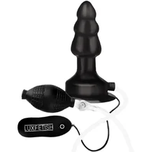 Надувная рельефная пробка с вибрацией и пультом Lux Fetish