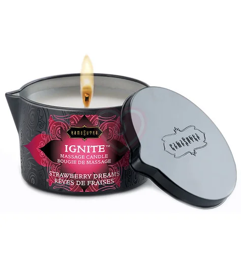 Массажное масло-свеча KamaSutra Ignite Strawberry Dreams Клубника 170 г фото 1