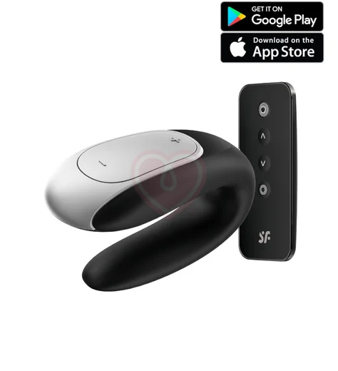 Парный вибратор Satisfyer Double Fun с управлением от приложения или пульта чёрный фото 1