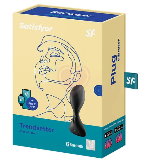 Анальная вибропробка Satisfyer Trendsetter с приложением чёрная фото 2