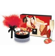 Массажная пудра с перышком Shunga Kissable Massage Powder Клубника и шампанское