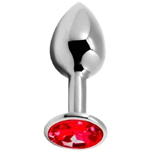 Стальная анальная пробка Alive Mini Metal Butt M с красным кристаллом