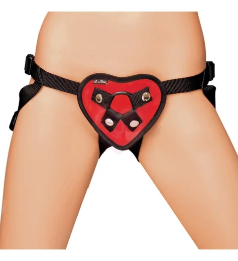 Пояс-сердечко для страпона Red Heart Strap-On Harness красный фото 1