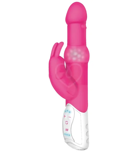 Вибратор хай-тек с шариками Pearls Rabbit розовый фото 1