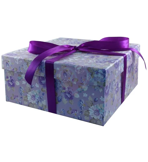 Подарочная коробка Сиреневые цветы 27х27 см фото 1