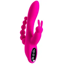 Вибратор с тремя кончиками Jos Spanky розовый