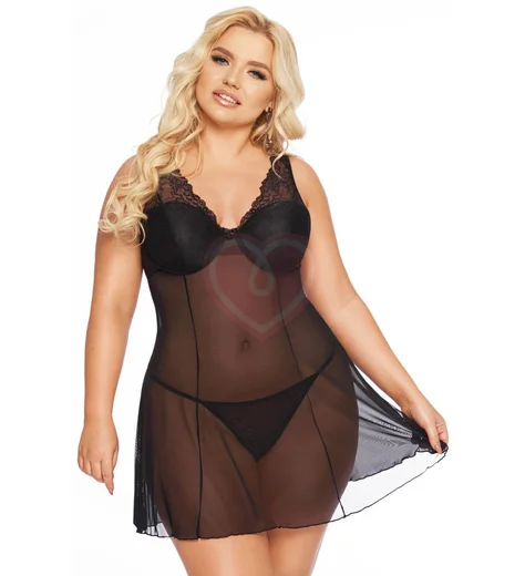 Комбинация с кружевным лифом и стринги SoftLine Berta чёрные фото 1