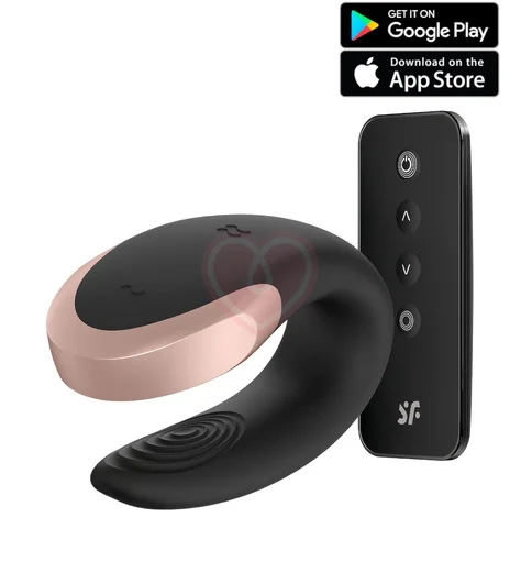 Вибратор для пар Satisfyer Double Love с пультом управления и приложением чёрный фото 1