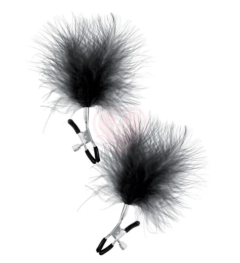 Зажимы для сосков Sweet Caress с чёрными перьями фото 1