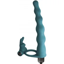 Вибронасадка для двойного проникновения со стимуляцией клитора Pure Passion Bunny 17 см зелёная