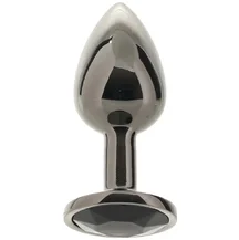 Полированная алюминиевая анальная пробка с кристаллом Kanikule Small чёрная