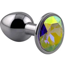 Алюминиевая анальная пробка Kanikule Small с кристаллом цвета опала