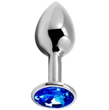 Анальная пробка Alive Mini Metal Butt Plug S с голубым кристаллом