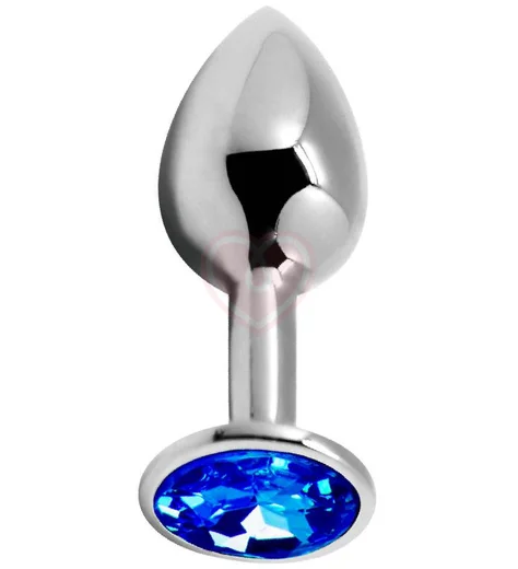 Анальная пробка Alive Mini Metal Butt Plug S с голубым кристаллом фото 1