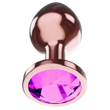 Анальная пробка с розовым кристаллом Diamond Quartz Shine S розовое золото