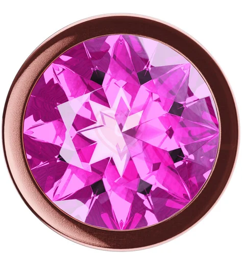 Анальная пробка с розовым кристаллом Diamond Quartz Shine S розовое золото фото 3