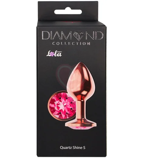 Анальная пробка с розовым кристаллом Diamond Quartz Shine S розовое золото фото 4