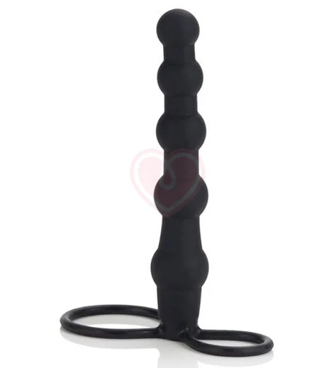 Страпон-насадка для двойного проникновения Love Rider Beaded Dual Penetrator чёрный фото 1