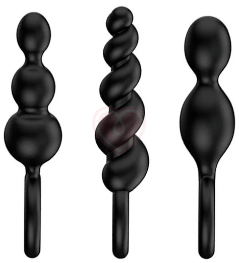Набор чёрных анальных стимуляторов Satisfyer Plugs фото 2