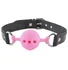 Кляп с кожаным ремешком и силиконовым шариком чёрно-розовый фото 1