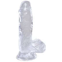 Небольшой фаллоимитатор с мошонкой на присоске King Cock Clear 11 см прозрачный