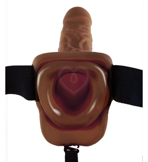Фаллопротез с мошонкой Hollow Strap-On with Balls 24 см коричневый фото 2