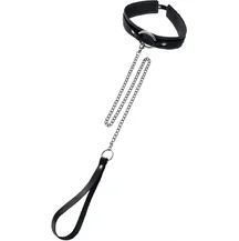 Двухслойный ошейник с поводком Pecado BDSM черный