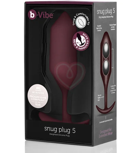 Утяжелённая анальная пробка для ношения b-Vibe Snug Plug 5 большая бордовая фото 6