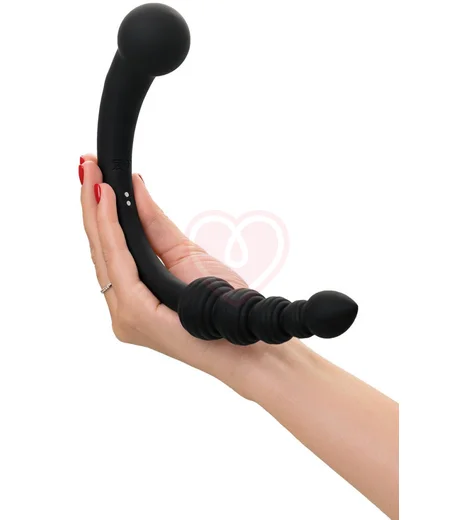 Двусторонний вибратор с анальной цепочкой Black Red by Toyfa чёрный фото 4