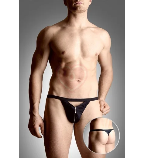 Стринги мужские с молнией чёрные фото 1