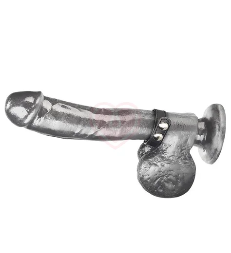 Кожаное кольцо на член на клепках Snap Cock Ring 5 см фото 1