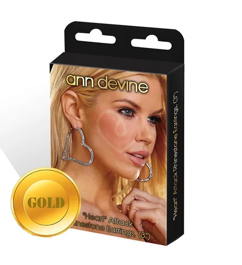 Серьги-сердца из кристаллов Love золотые фото 1