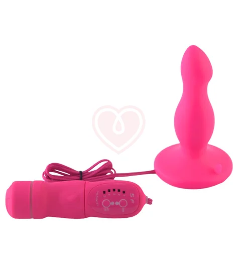 Рельефная анальная пробка с вибрацией Popo Pleasure розовая фото 1