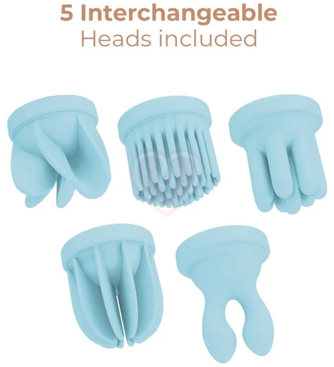 Стимулятор клитора с 5 насадками Adrien Lastic Caress голубой фото 10