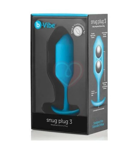 Утяжелённая анальная пробка для ношения b-Vibe Snug Plug 3 средняя голубая фото 6