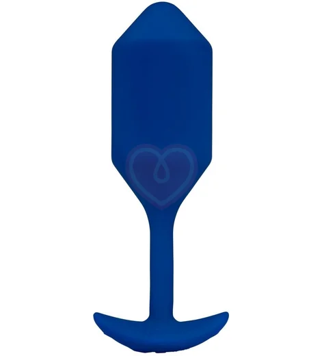 Утяжелённая анальная вибропробка b-Vibe Vibrating Snug Plug 4 большая синяя фото 1