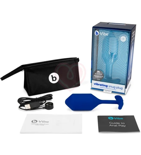 Утяжелённая анальная вибропробка b-Vibe Vibrating Snug Plug 4 большая синяя фото 4