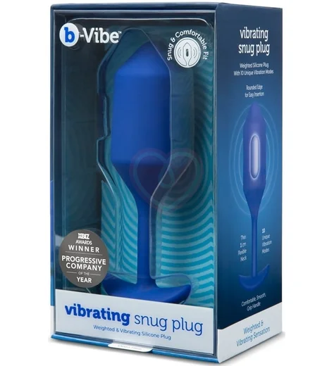 Утяжелённая анальная вибропробка b-Vibe Vibrating Snug Plug 4 большая синяя фото 5