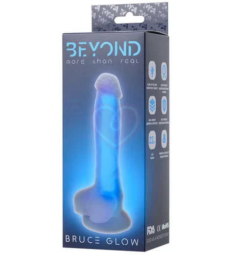 Светящийся в темноте синим фаллоимитатор Beyond Bruce Glow 16,5 см фото 2