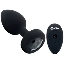 Вибропробка b-Vibe Vibrating Jewel Plug с кристаллом и пультом чёрная