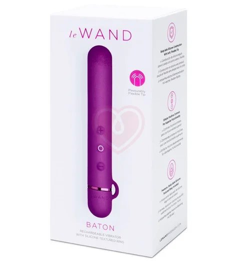 Силиконовый мини-вибратор с насадкой Le Wand Baton фиолетовый фото 7