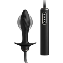 Надувная анальная пробка с вибрацией Auto-Throb черная