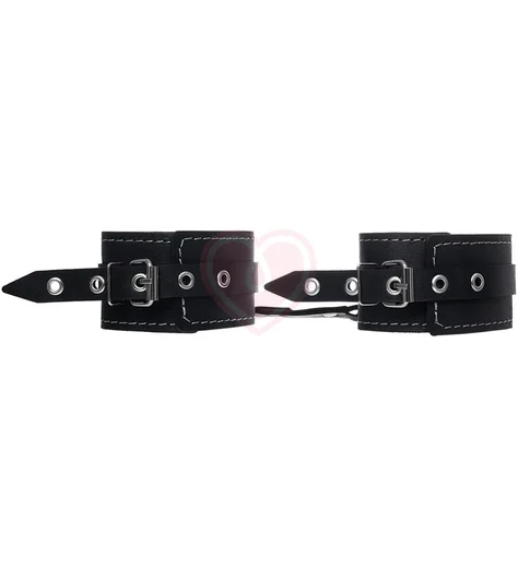 Двухслойные оковы на ноги Pecado BDSM с карабинами черные фото 2