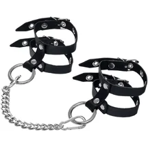 Оковы на ноги из двух ремешков с кольцом Pecado BDSM черные