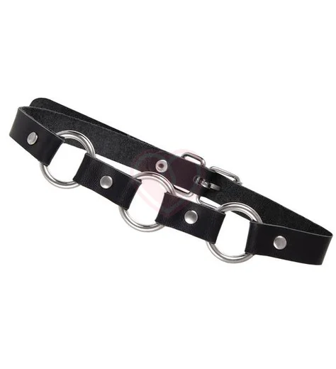 Чокер с тремя кольцами Pecado BDSM черный фото 3