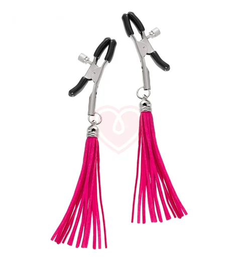 Зажимы на соски с замшевыми кисточками Pecado BDSM фуксия фото 1