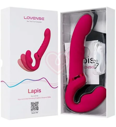 Безремневой страпон Lapis Lovense с вибрацией красный фото 10