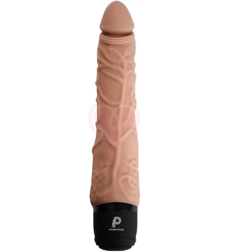 Изогнутый реалистичный вибратор PowerCocks 16 см мокка фото 2