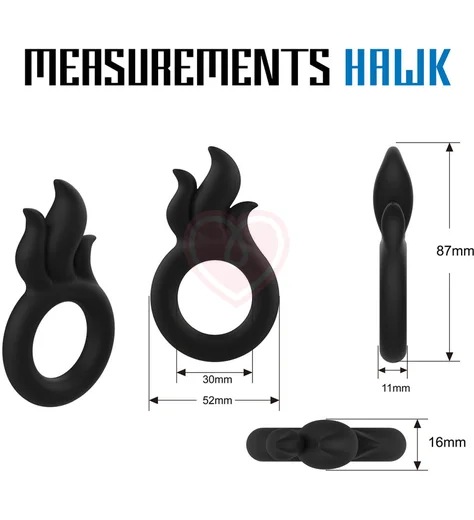 Эрекционное кольцо с огненным дизайном Velv'Or Rooster Hawk черное фото 2