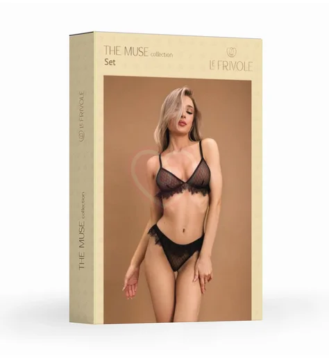 Комплект из лифа и трусиков с кружевными рюшами Muse чёрный фото 5